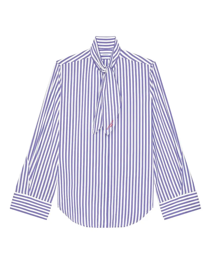 Givenchy Gestreiftes Cocoon Hemd mit Schleife - Blau Blau