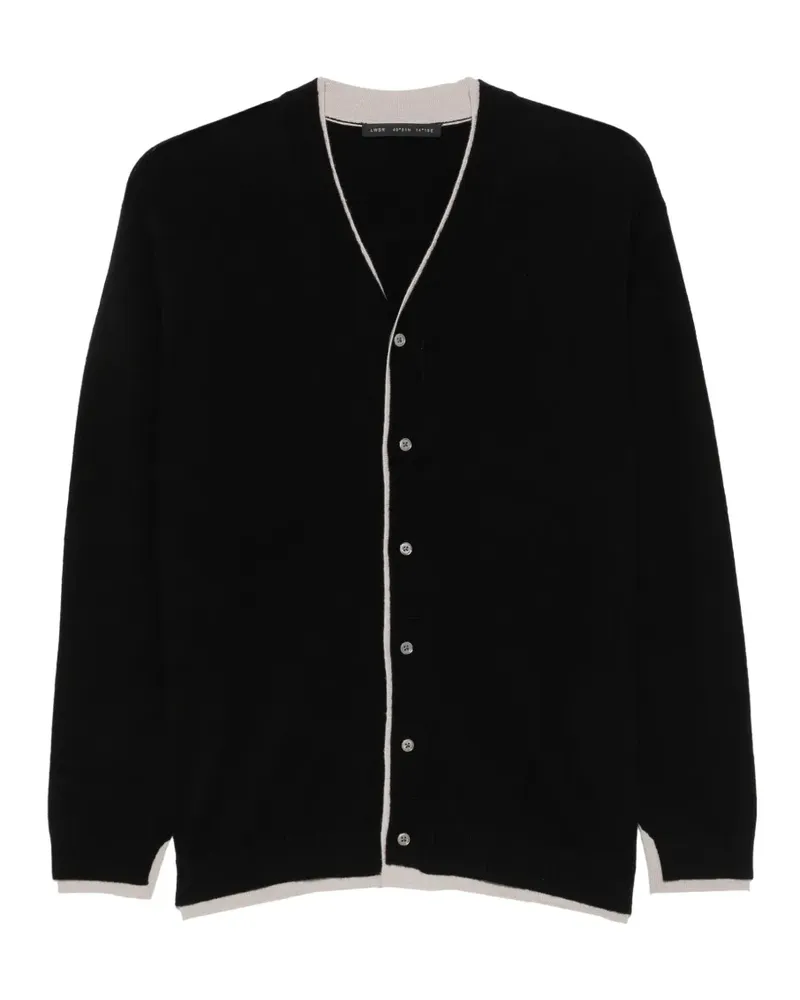 Low Brand contrast-trim V-neck cardigan - Schwarz Schwarz