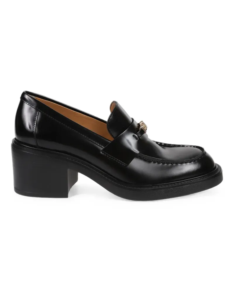 TOD'S logo-plaque block-heel loafers - Schwarz Schwarz