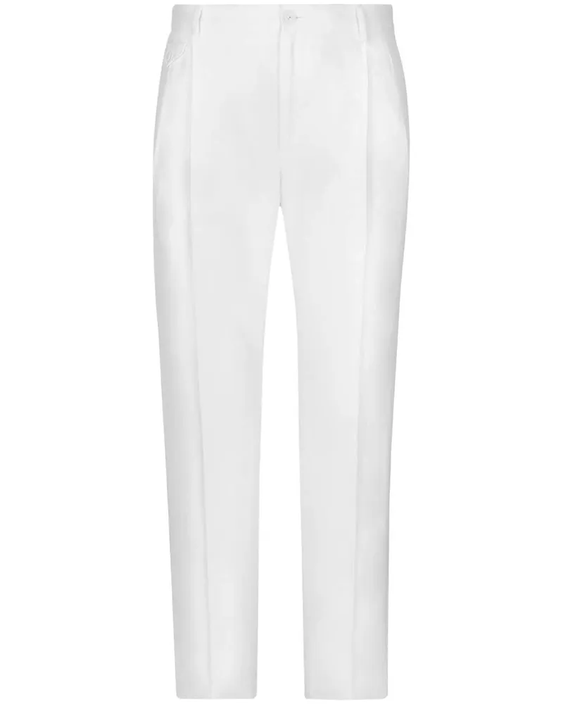 Dolce & Gabbana Leinenhose mit Bügelfalten - Weiß Weiß
