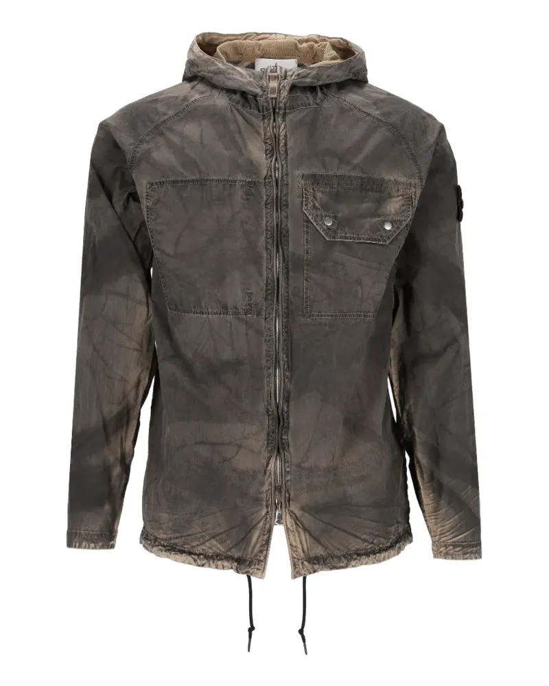 Stone Island 1200038 laser forest camo crinkle Reps-TC overshirt - Grau Grau