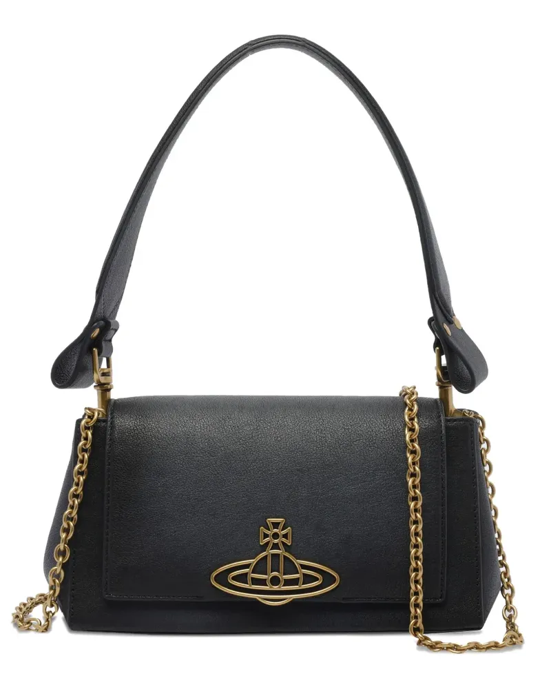 Vivienne Westwood Mittelgroße Schultertasche mit Haselnussbraun - Schwarz Schwarz