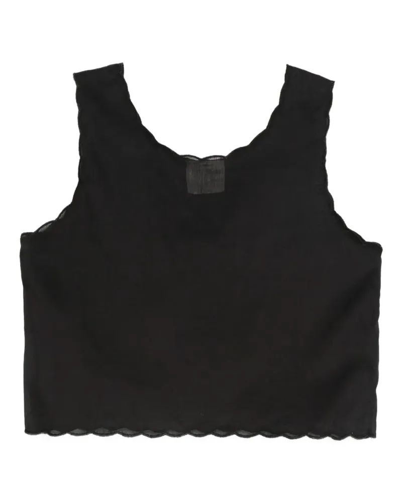 forte_forte Tanktop mit Wellensaum - Schwarz Schwarz