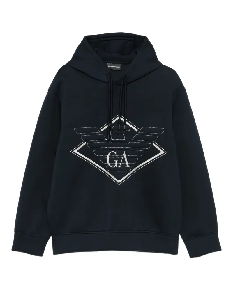 Emporio Armani Hoodie in Rautenform mit Adler-Logo - Blau Blau