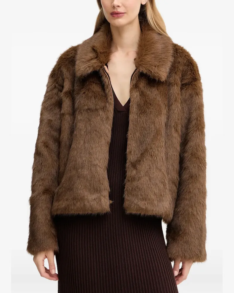 Bardot Sylvie zipped faux-fur jacket - Braun Braun