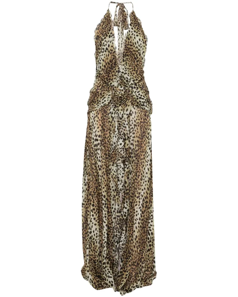 Blumarine Maxikleid mit Leoparden-Print - Braun Braun
