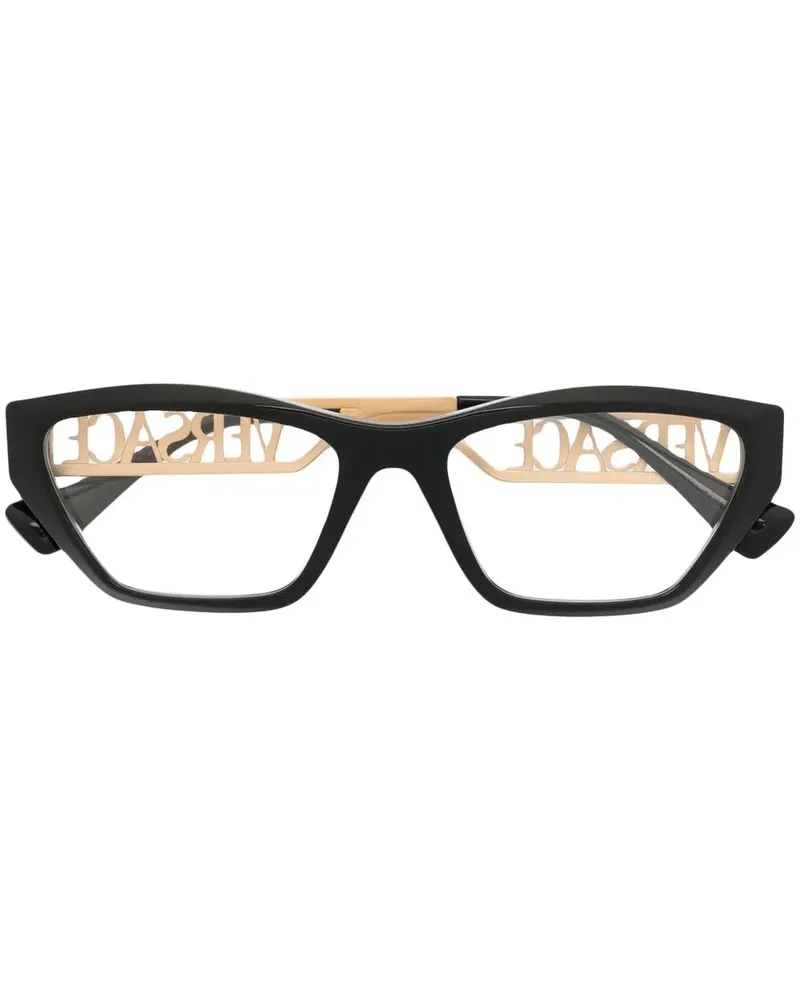Versace Cat-Eye-Sonnenbrille mit Logo - Schwarz Schwarz