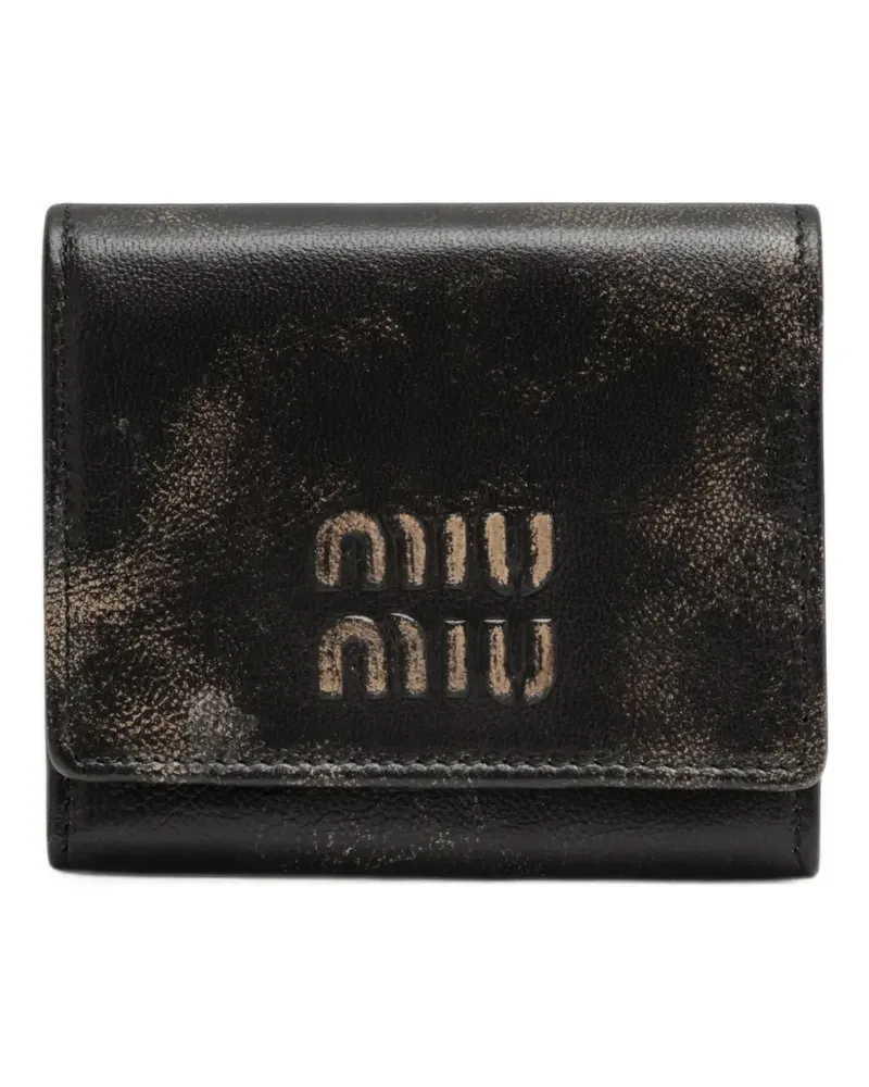 Miu Miu faded-effect logo-embossed wallet - Schwarz Schwarz