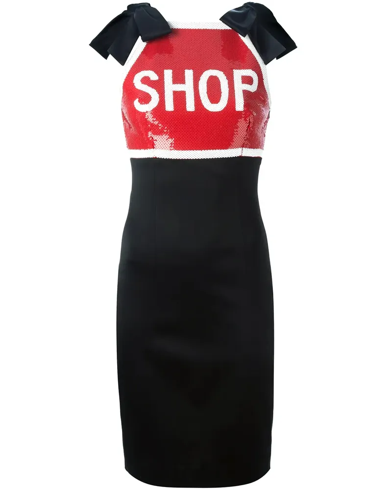 Moschino Cocktailkleid mit "Shop"-Motiv - Schwarz Schwarz