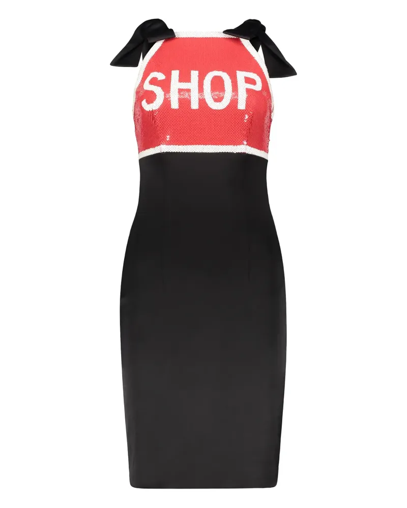 Moschino Cocktailkleid mit "Shop"-Motiv - Schwarz Schwarz