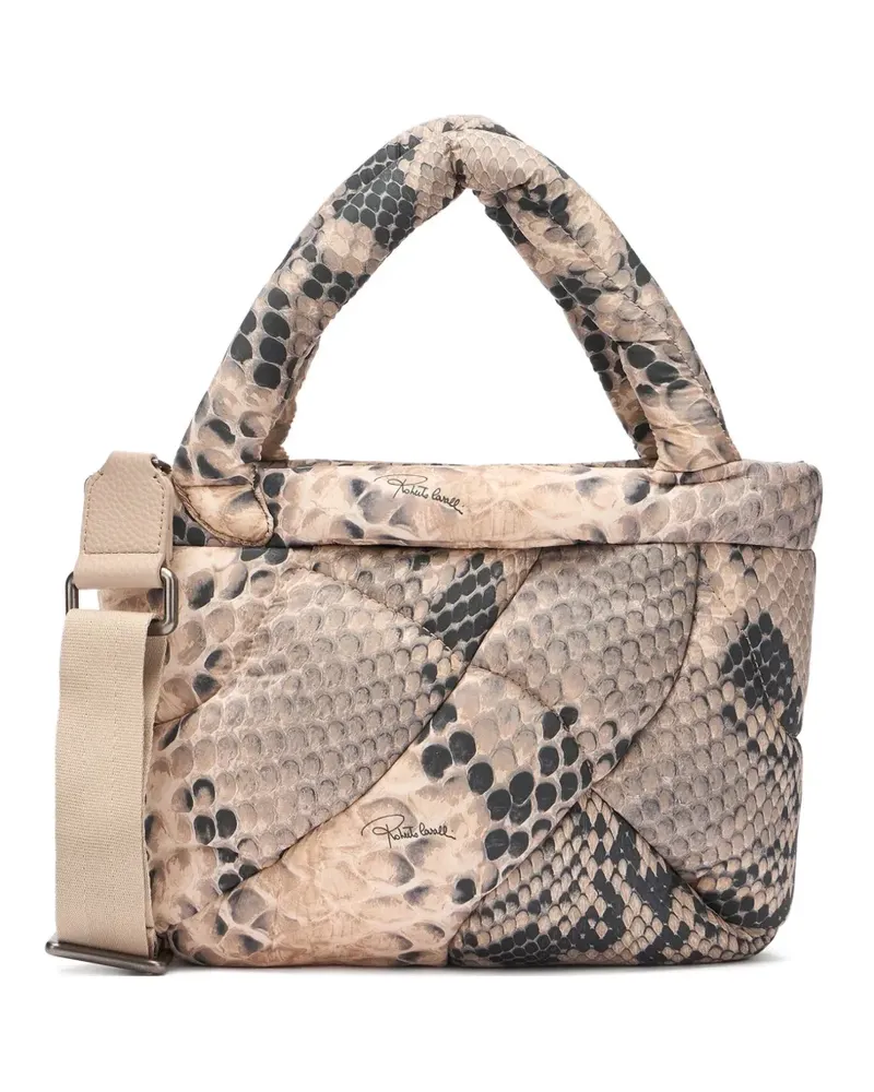 Roberto Cavalli Gesteppte Schultertasche mit Schlangen-Effekt - Nude Nude