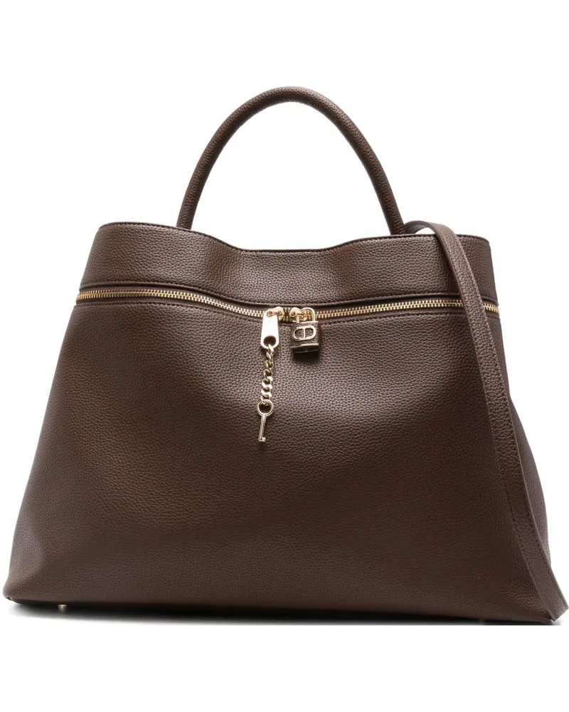 Twin-Set Handtasche mit Schlüsselanhänger - Braun Braun