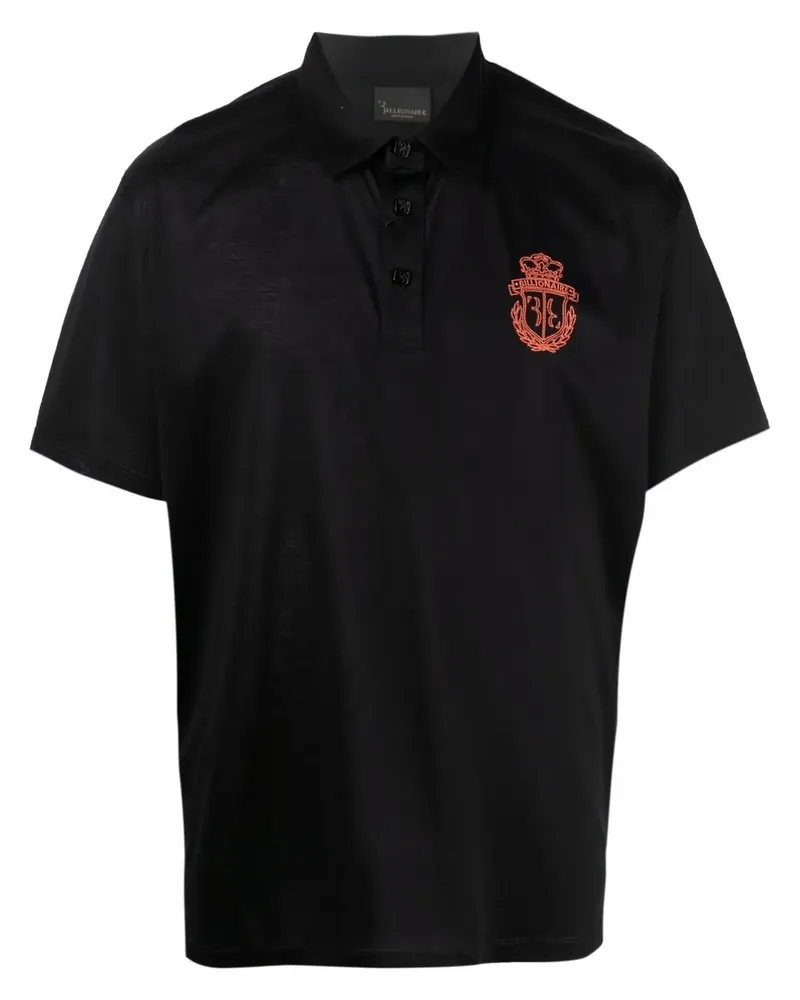 Billionaire Poloshirt mit Wappenstickerei - Schwarz Schwarz