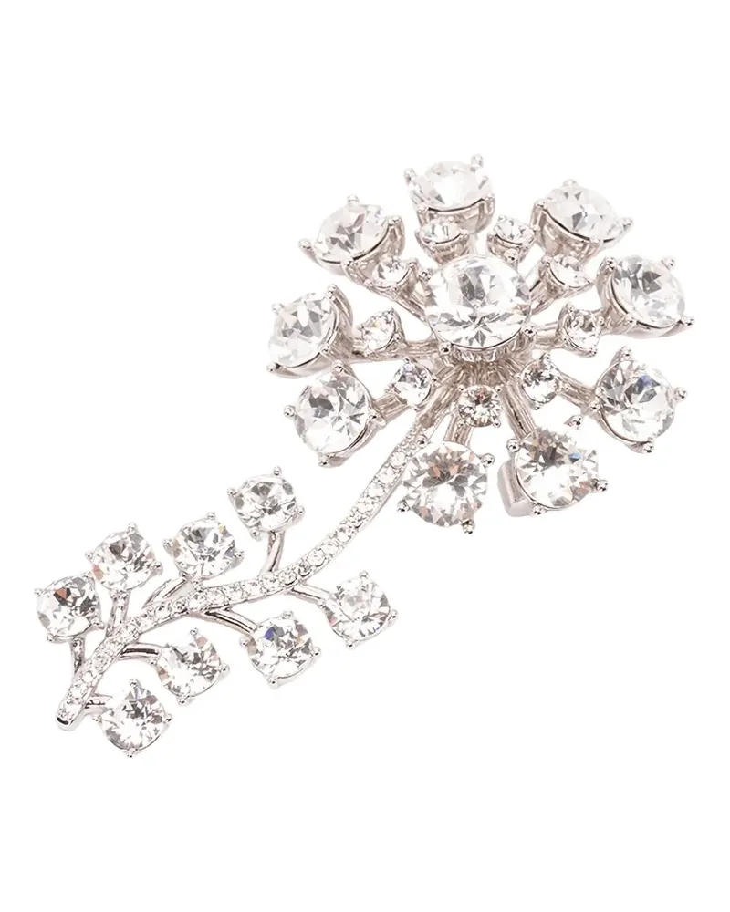 Self-Portrait crystal-embelished floral brooch - Silber Silber