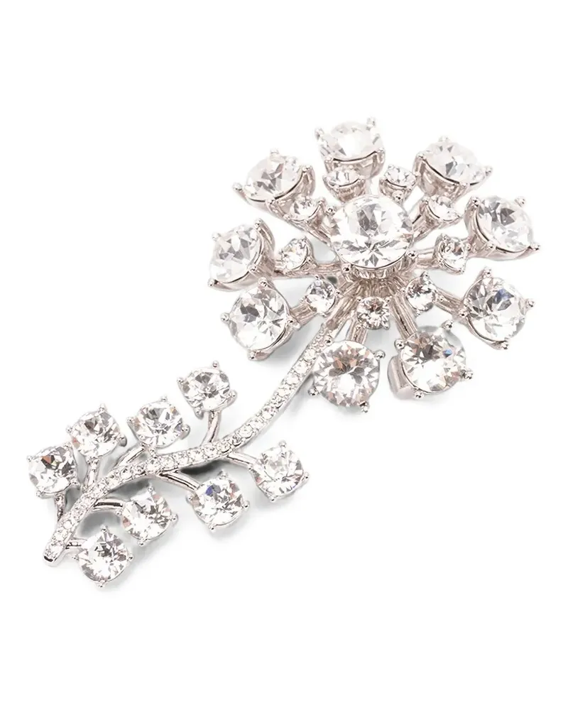 Self-Portrait crystal-embelished floral brooch - Silber Silber