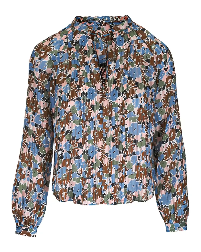 Veronica Beard Linds pleated floral blouse - Blau Blau