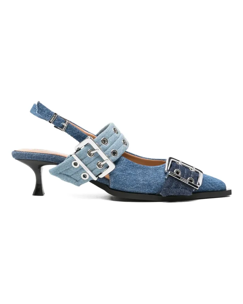 Ganni buckle-detail denim pumps - Blau Blau