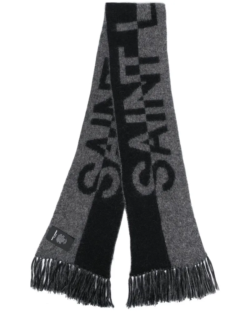 Saint Laurent Gestrickter Intarsien-Schal - Schwarz Schwarz