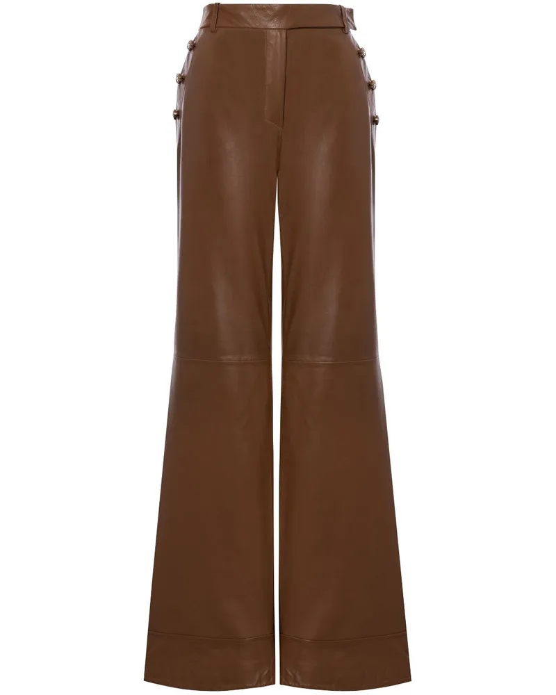 Alberta Ferretti Ausgestellte Hose mit Nieten - Braun Braun