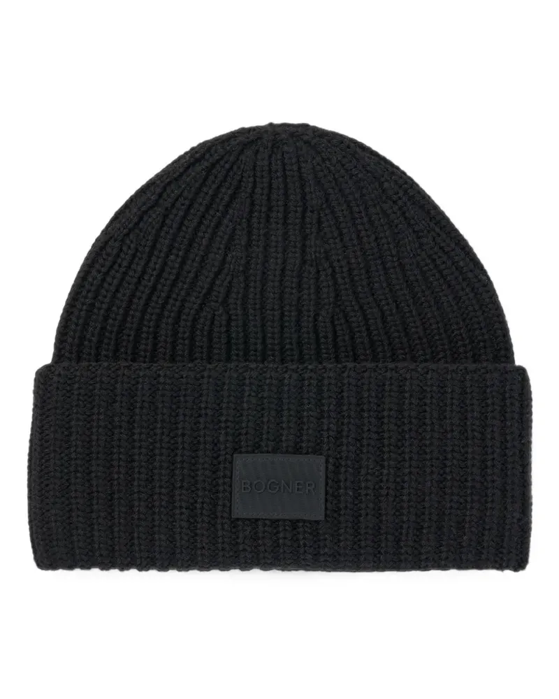Bogner Larah logo-patch ribbed-knit beanie hat - Schwarz Schwarz