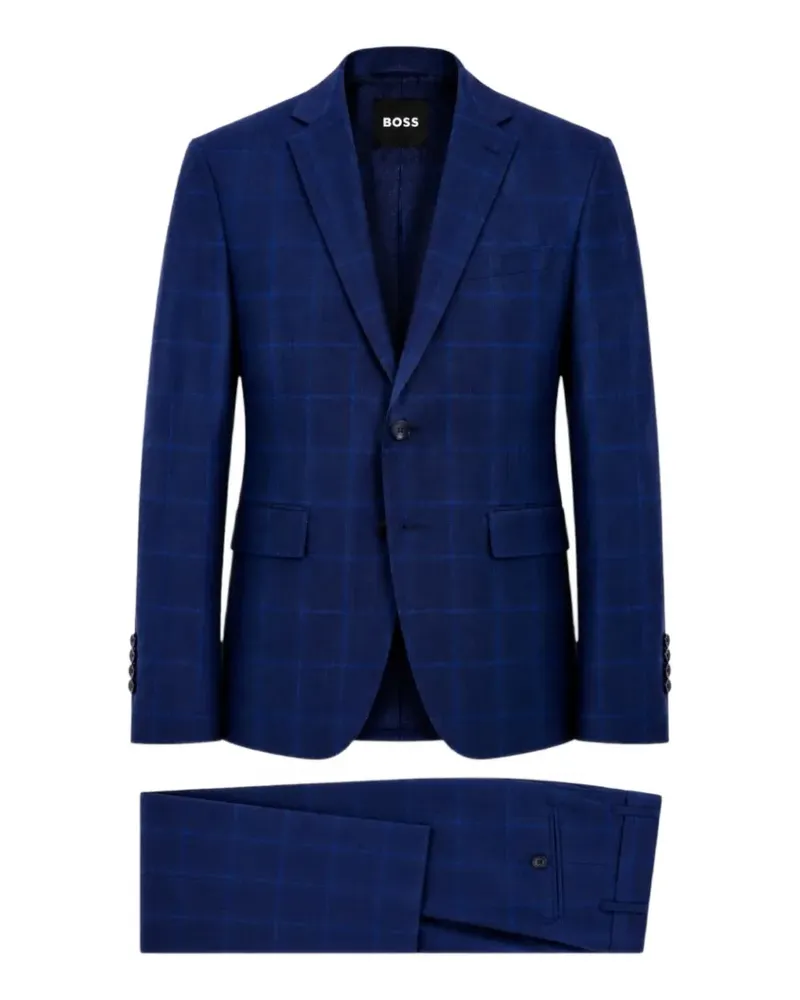 HUGO BOSS Einreihiger Anzug mit Karomuster - Blau Blau