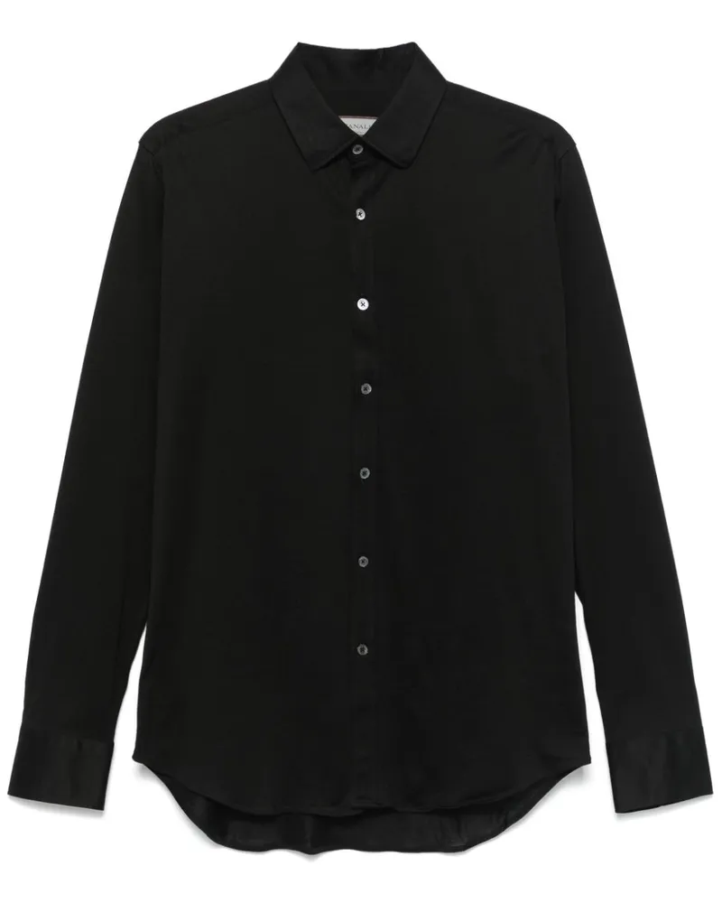 Canali Hemd aus leichtem Jersey - Schwarz Schwarz