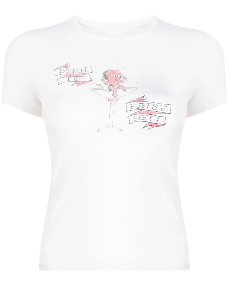 RE/DONE T-Shirt mit grafischem Print - Weiß Weiß
