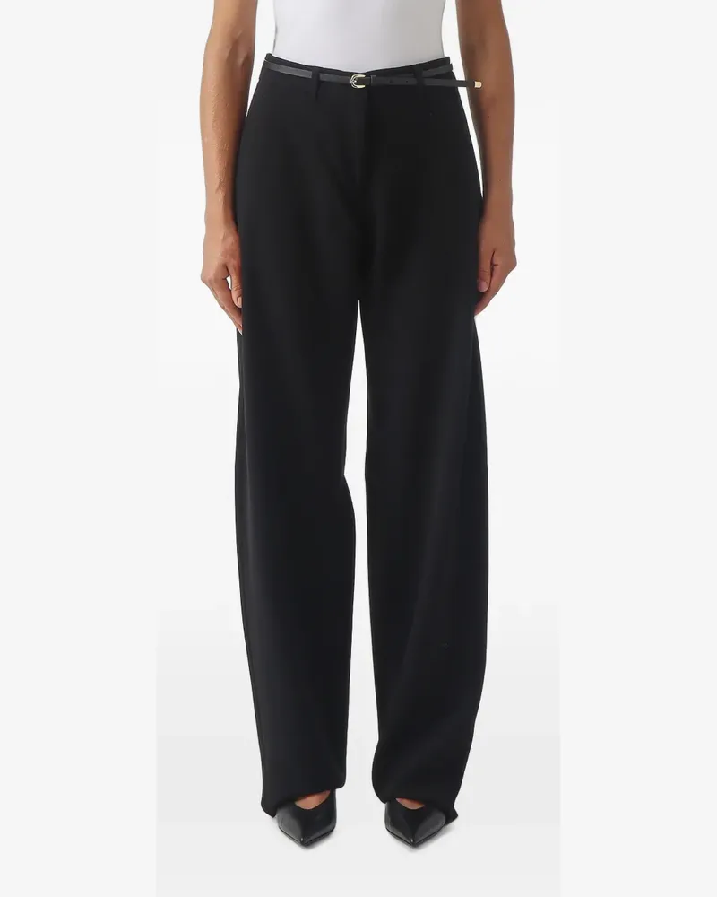 Max Mara Wide-Leg-Hose mit Gürtel - Schwarz Schwarz
