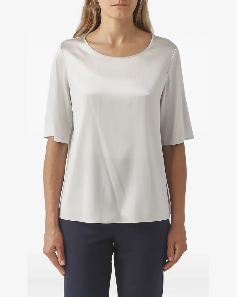 Max Mara satin-finish short-sleeve top - Weiß Weiß