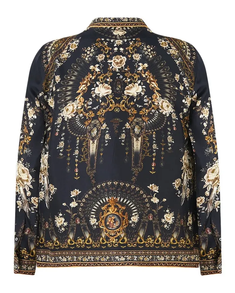 Camilla long-sleeve camp-collar shirt - Schwarz Schwarz