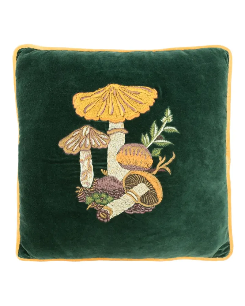 Les-Ottomans Besticktes Kissen aus Samt (50cm x 50cm) - Grün Grün