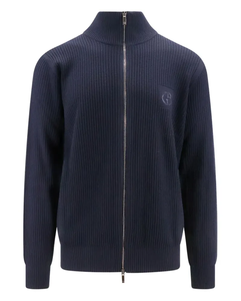 Giorgio Armani Gerippter Pullover mit Reißverschluss - Blau Blau