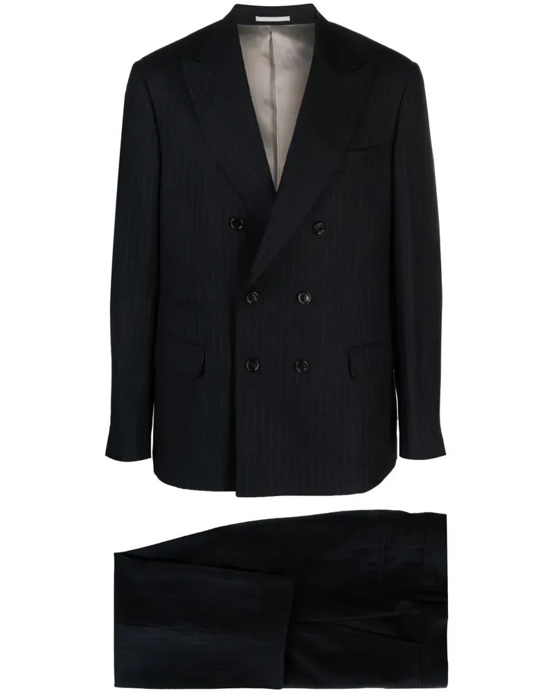 Brunello Cucinelli Doppelreihiger Anzug mit Nadelstreifen - Blau Blau
