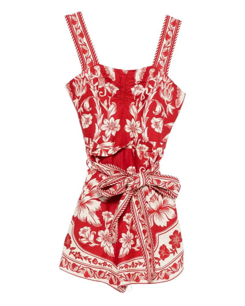 FARM Rio floral belt playsuit - Rot Rot