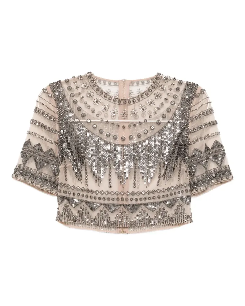 Elie Saab Cropped-Top mit Tüllkunst - Nude Nude