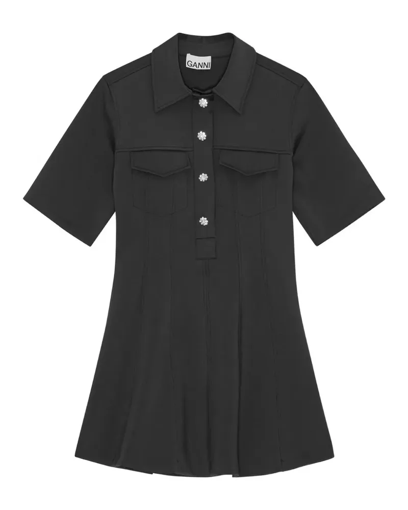 Ganni Verziertes Minikleid - Schwarz Schwarz