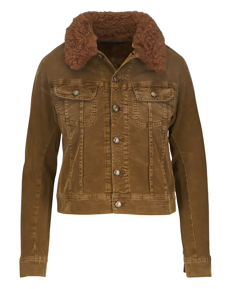 R13 fleece-collar corduroy jacket - Braun Braun