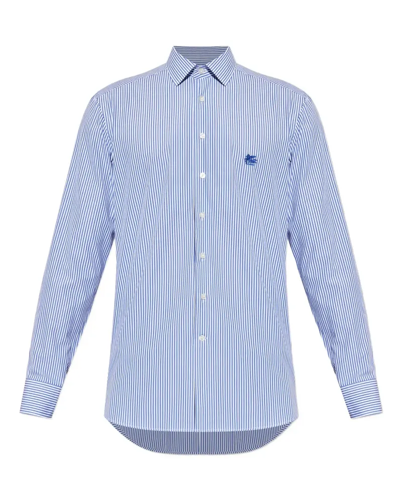 Etro striped logo-embroidered shirt - Blau Blau
