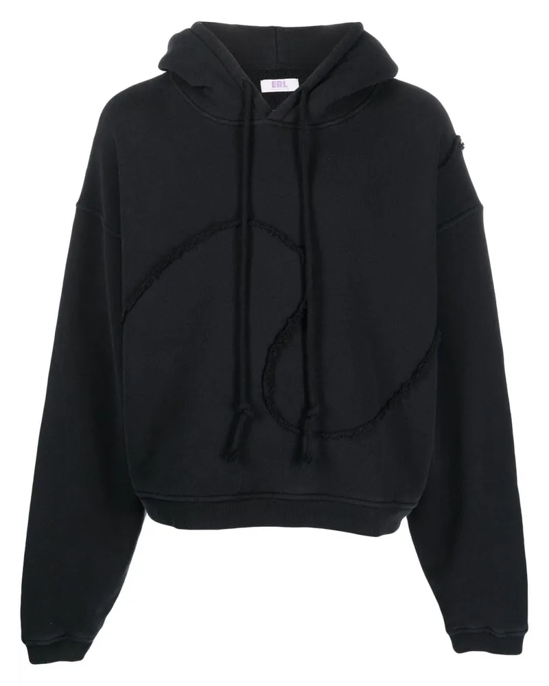 ERL Hoodie mit ausgefranstem Detail Schwarz