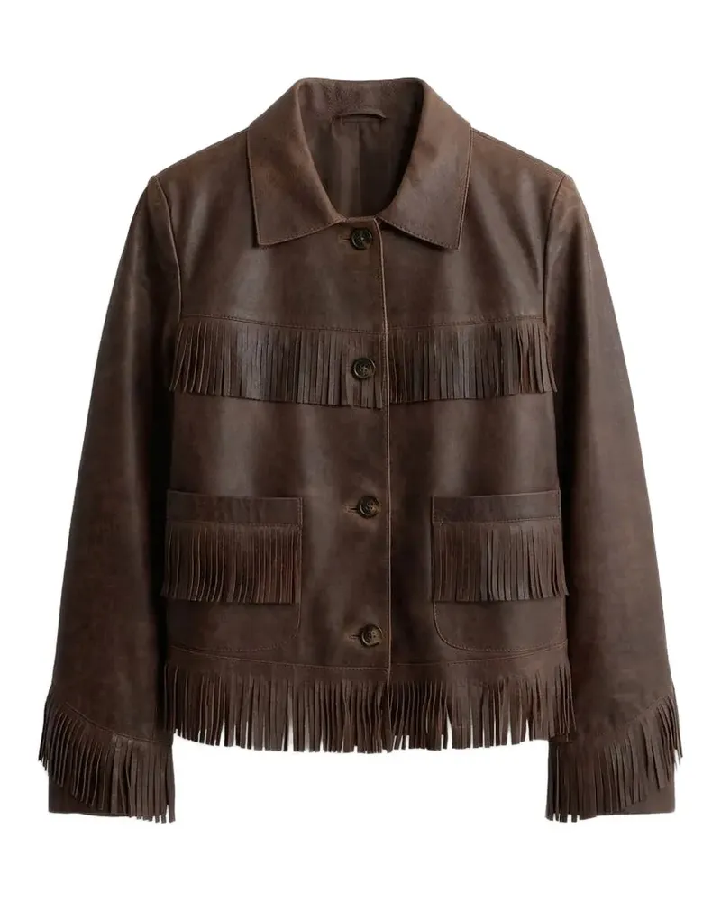 Nili Lotan fringed patch-pockets jacket - Braun Braun