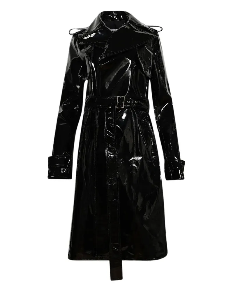 LaQuan Smith Trenchcoat aus Lackleder mit Gürtel - Schwarz Schwarz