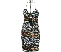 Gerafftes Kleid mit Zebra-Print