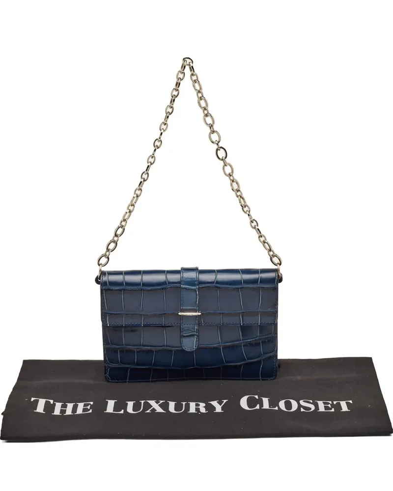 Furla Greta croc-embossed clutch bag - Blau Blau