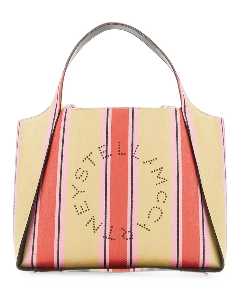 Stella McCartney perforated logo striped tote bag - Nude Nude