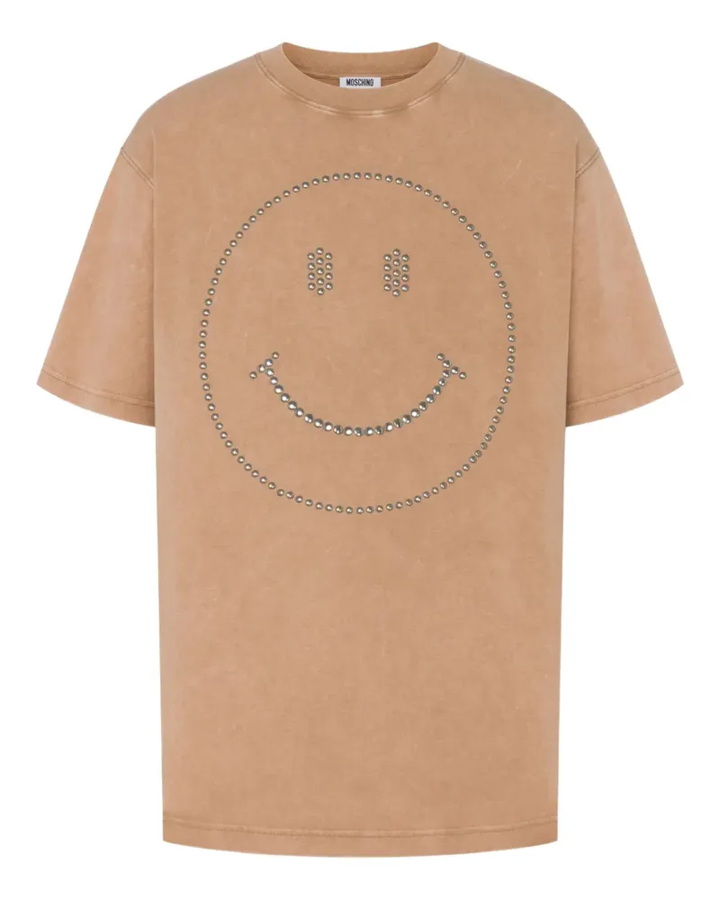 Moschino Smiley T-Shirt mit Nieten - Nude Nude