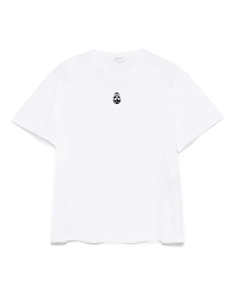 Alexander McQueen T-Shirt mit beflocktem Totenkopf - Weiß Weiß