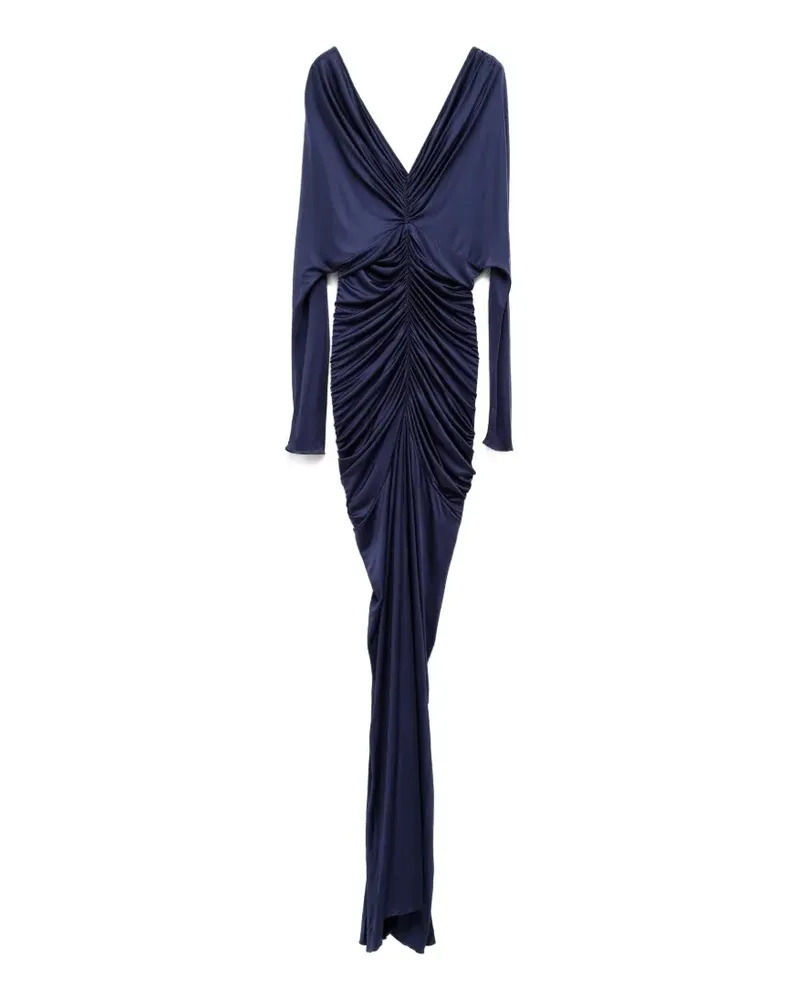 ATLEIN V-neck ruched gown - Blau Blau