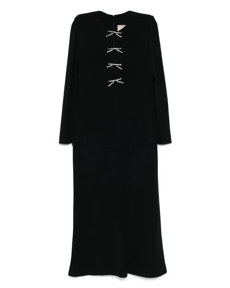 Elie Saab Midikleid mit Kristallschleife - Schwarz Schwarz