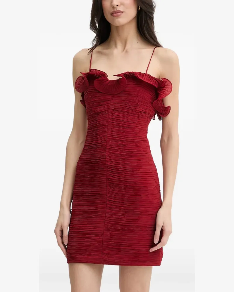 Guess Kennith ruffled-trim ruched mini dress - Rot Rot