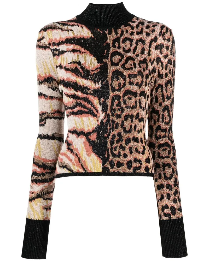 Roberto Cavalli Jacquard-Pullover mit Stehkragen Rosa